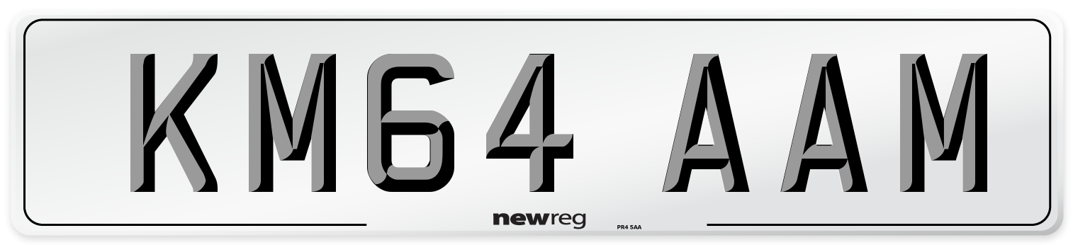 KM64 AAM Number Plate from New Reg